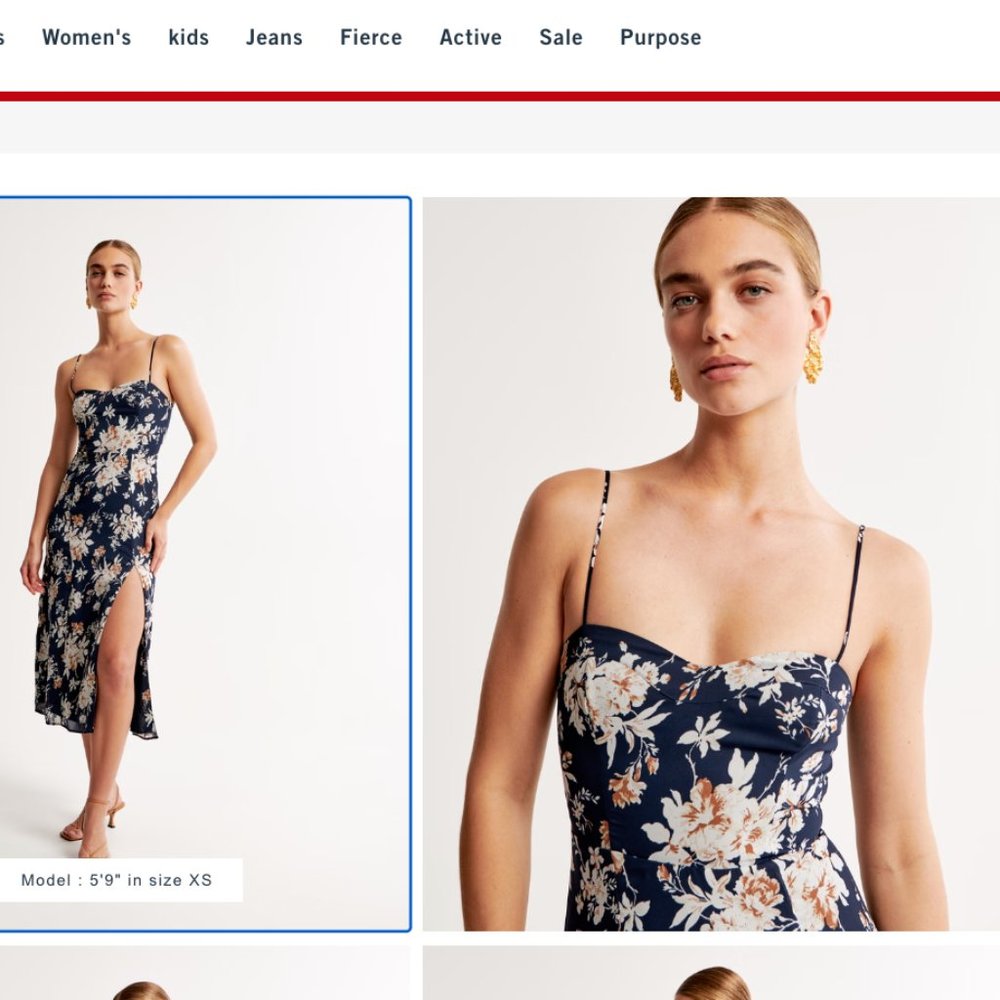 Abercrombie Camille Midi Dress Navy Floral size XSP